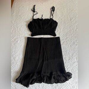 Black Top and Skirt Set